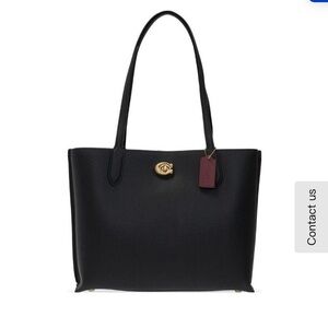 Coach Willow Black Tote with Gold Accents